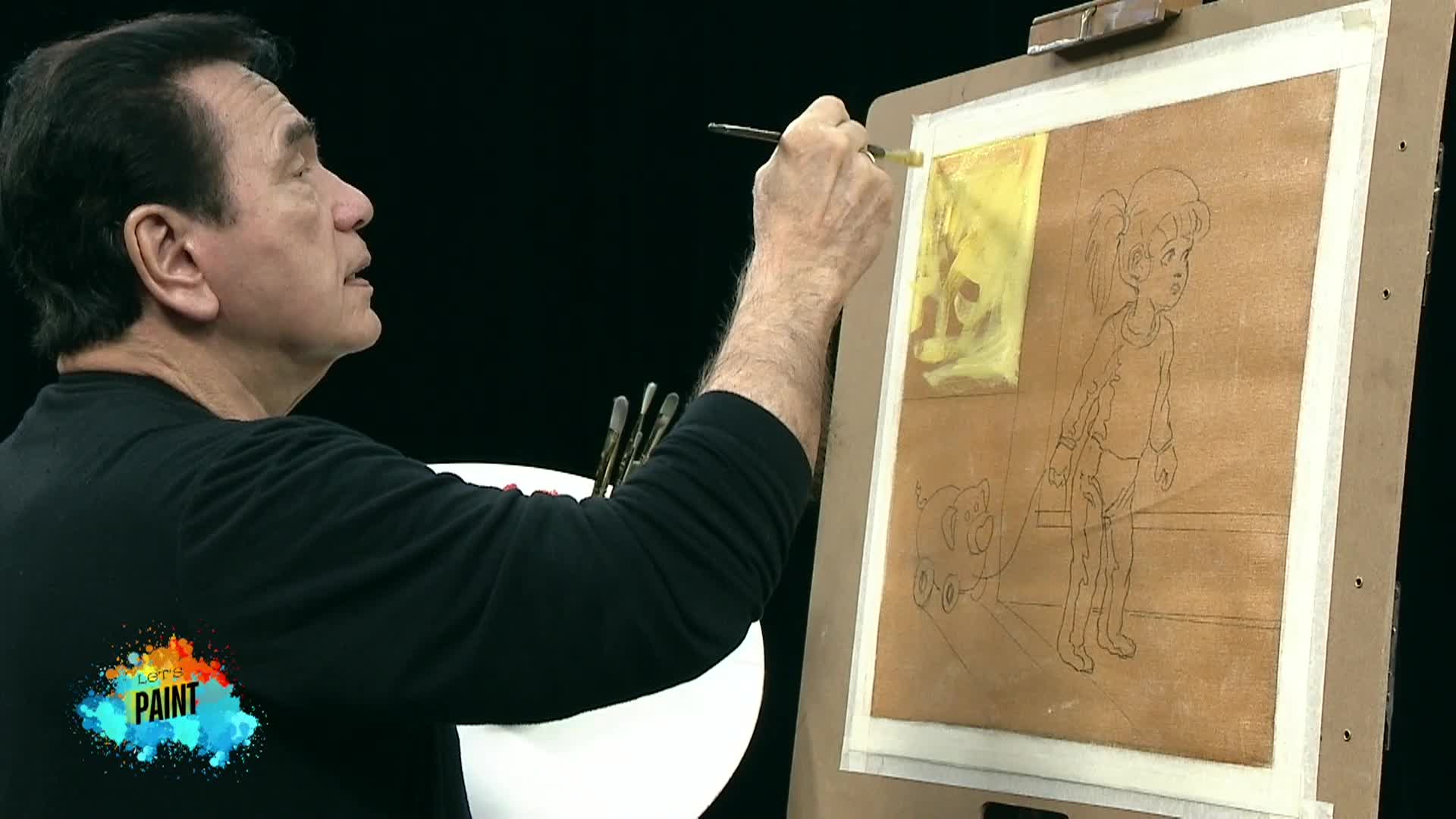 Let's Paint - Little Girl with Toy  Piggy